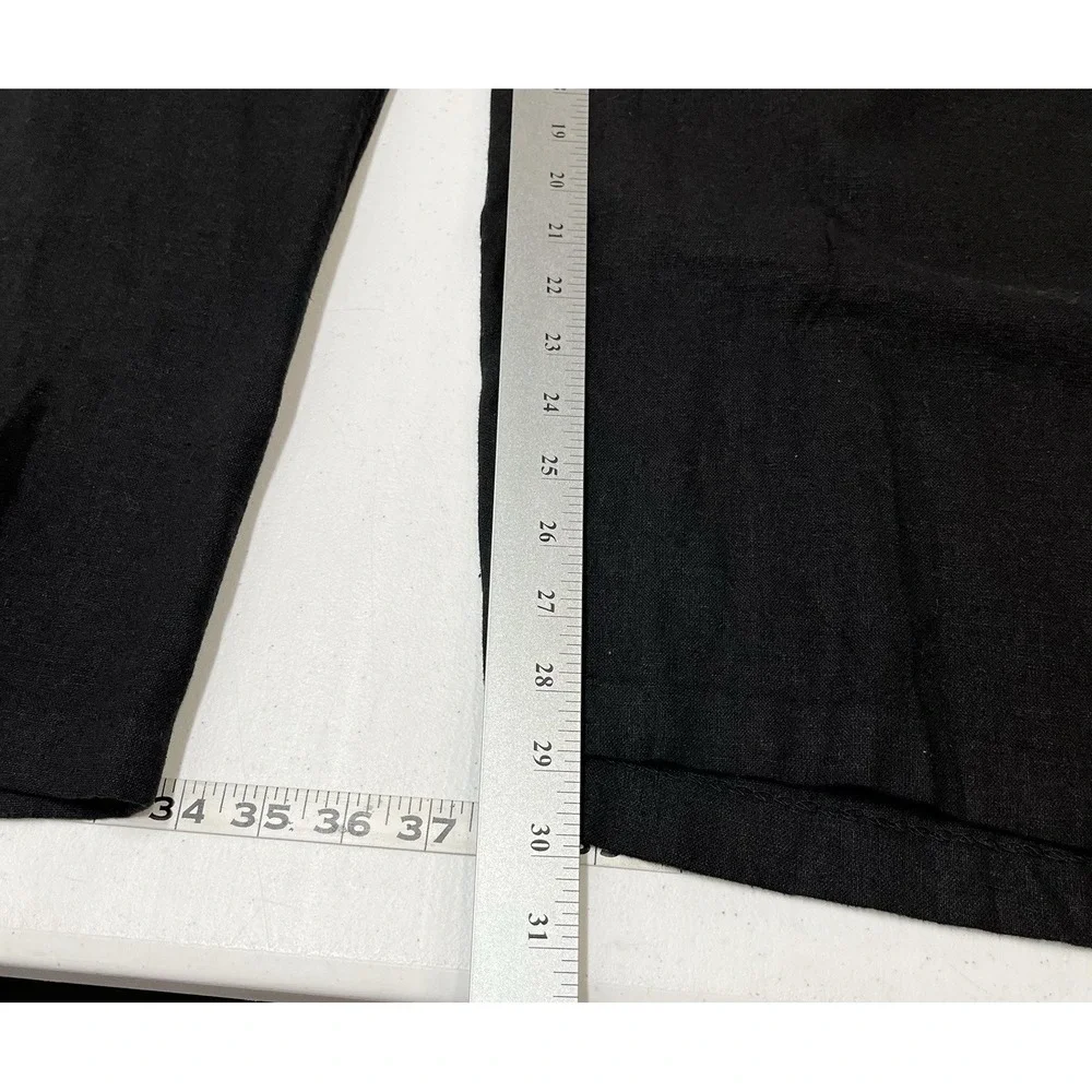 Michael Kors Pants Black Linen Blend Wide Leg Side Zip 14 Lagenlook Capsule